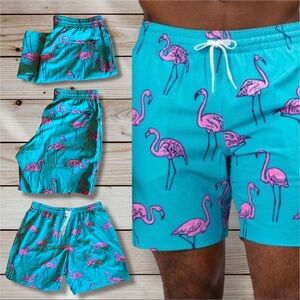 Chubbies The Beach Retreat Pink Flamingo Blue 7” inseam Lined Swim Trunk XL EUC